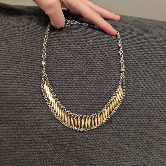 Fossil gold and silver necklace, 20" - Picture 6 of 7